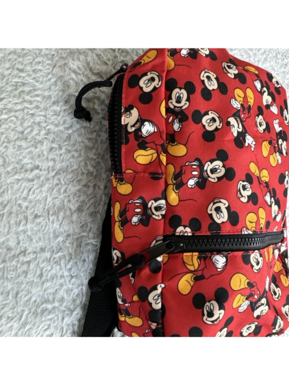Disney Mickey Mouse Mini Backpack Red With Adjustable Straps & Zippered Pocket - Picture 7 of 11